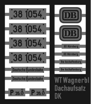 Neusilber-Ätzbeschriftung 38 1054 Deutsche Bundesbahn