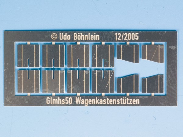 Wagenkastenstützen, UIC-Bauart, z. B. Glmhs50, Ätzteile (gekürzt, passend zu Umbausatz für Klein-Mod
