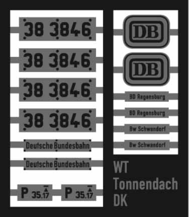 Neusilber-Ätzbeschriftung 38 3846 Deutsche Bundesbahn