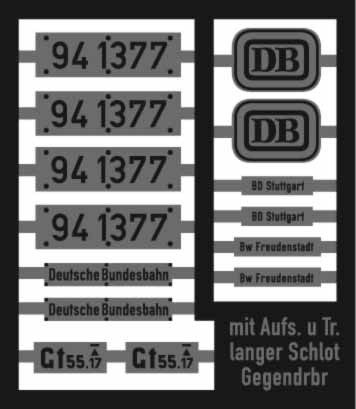 Lokschilder 94 1377 DB (Gegendruckbremse, langer Schlot ...