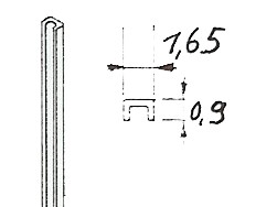 Kunststoffprofile 100 mm lang, U-Profil 1,65 mm x 0,9 mm