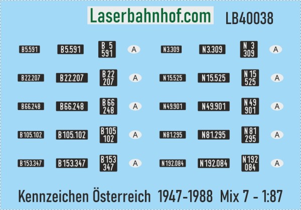 Decals Kfz-Kennzeichen Österreich - Mix 7 - 1:87