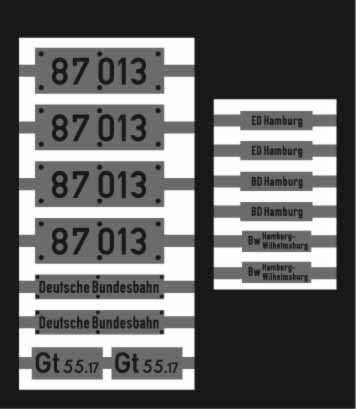 Neusilber-Ätzbeschriftung Lok 87 013 DB