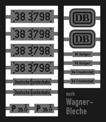 Neusilber-Ätzbeschriftung für Lok 38 3798 DB, Witte Windleitbleche oder Wagner Windleitbleche