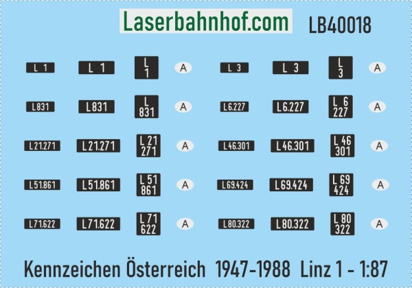 Decals Kfz-Kennzeichen Österreich - Linz 1 - 1:87