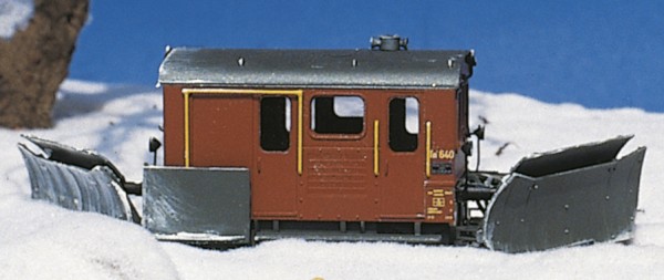 Fertigmodell SBB-Schienentraktor TmII SBB-Braun mit 2 Schneepflügen