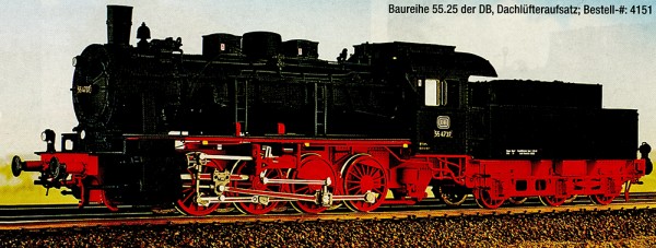 Baureihe 55.25-56 DRG/DB mit Lüfteraufsatz auf dem Führerhaus