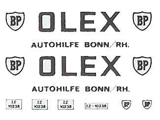 Beschriftungssatz "Olex" für Tankwagen