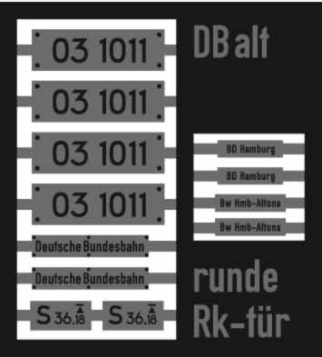 Neusilber-Ätzschildersatz Lok 03 1011 DB Altbaukessel (runde Rauchkammertür)