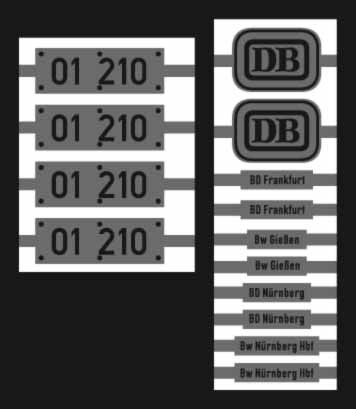 Lokschilder 01 210 mit DB-Neubaukessel + 2'2'T34