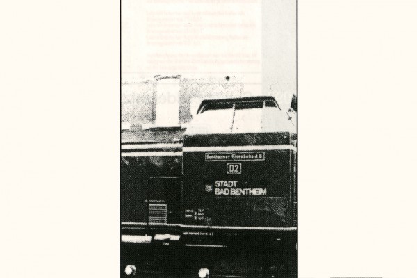 Beschriftungssatz und Zurüstteile für V65, Nebenbahn-Ausführung, D 2" der Bentheimer Eisenbahn