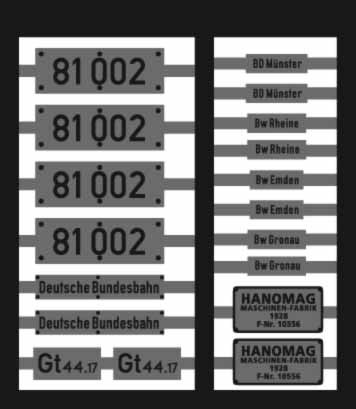 Neusilber-Ätzbeschriftung für Lok 81 002 DB