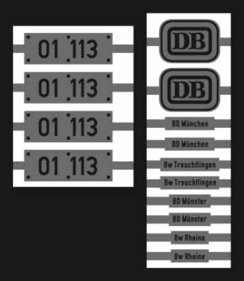 Lokschilder 01 113 mit DB-Neubaukessel + 2'2'T34