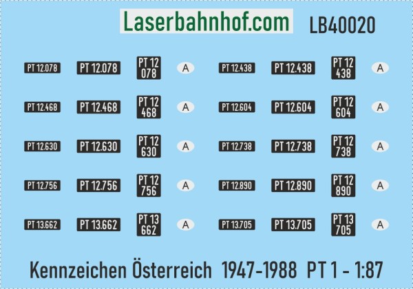 Decals Kfz-Kennzeichen Österreich - PT 1 - 1:87