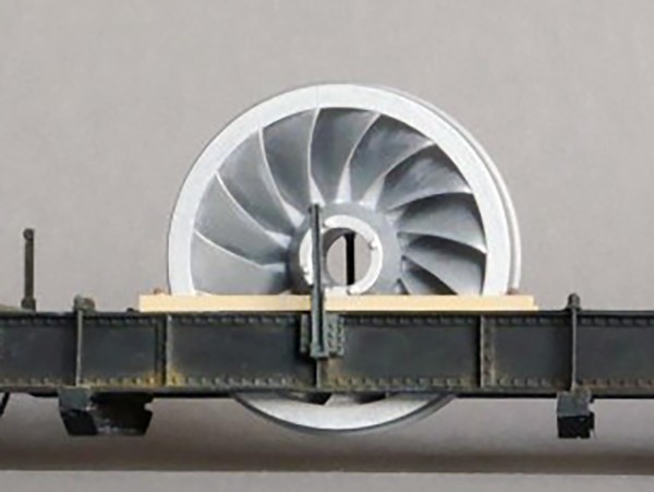 Ladegut für Tiefladewagen - Francis-Turbinenrad auf Holzgestell - 3D-Druck