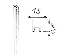 Messingprofile 100 mm lang, U-Profil 1,5 mm x 0,8 mm