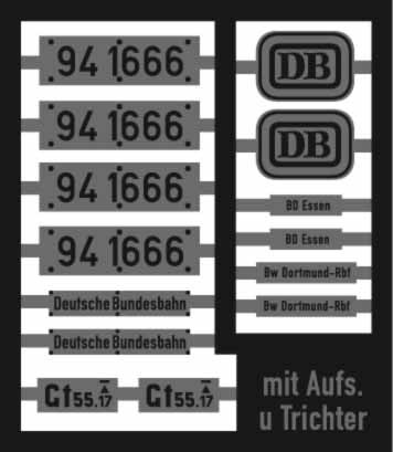 Lokschilder 94 1666 DB (Trichter, Aufsatz)