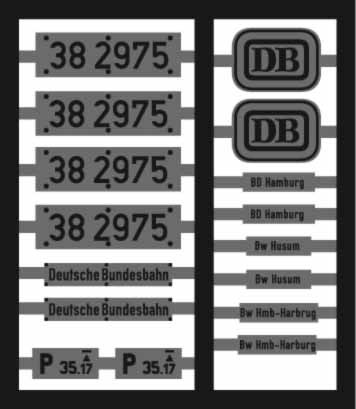 Neusilber-Ätzbeschriftung für Lok 38 2975 DB, Witte Windleitbleche