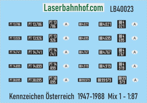Decals Kfz-Kennzeichen Österreich - Mix 1 - 1:87