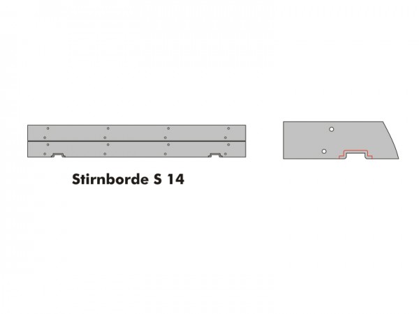 Stirnborde für Schienenwagen S14 nach DWV Musterblatt A11