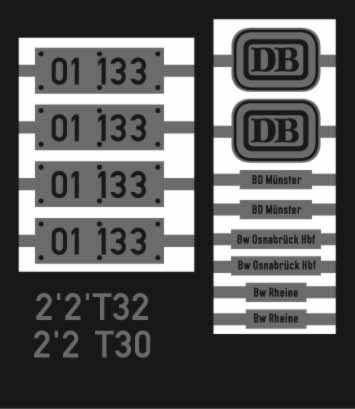 Lokschilder 01 133 mit DB-Neubaukessel + 2'2T30 oder 2'2'T32 Tender