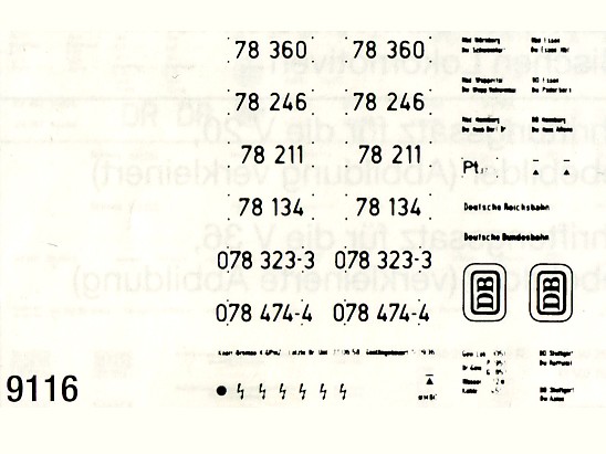 Schiebebildersatz für die Baureihe 78.0-5