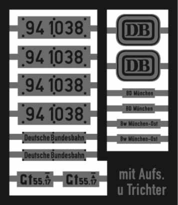 Lokschilder 94 1038 DB (Trichter, Aufsatz)